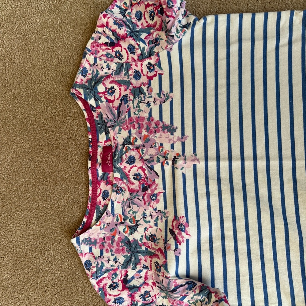 Cotton floral/stripe summer shift dress